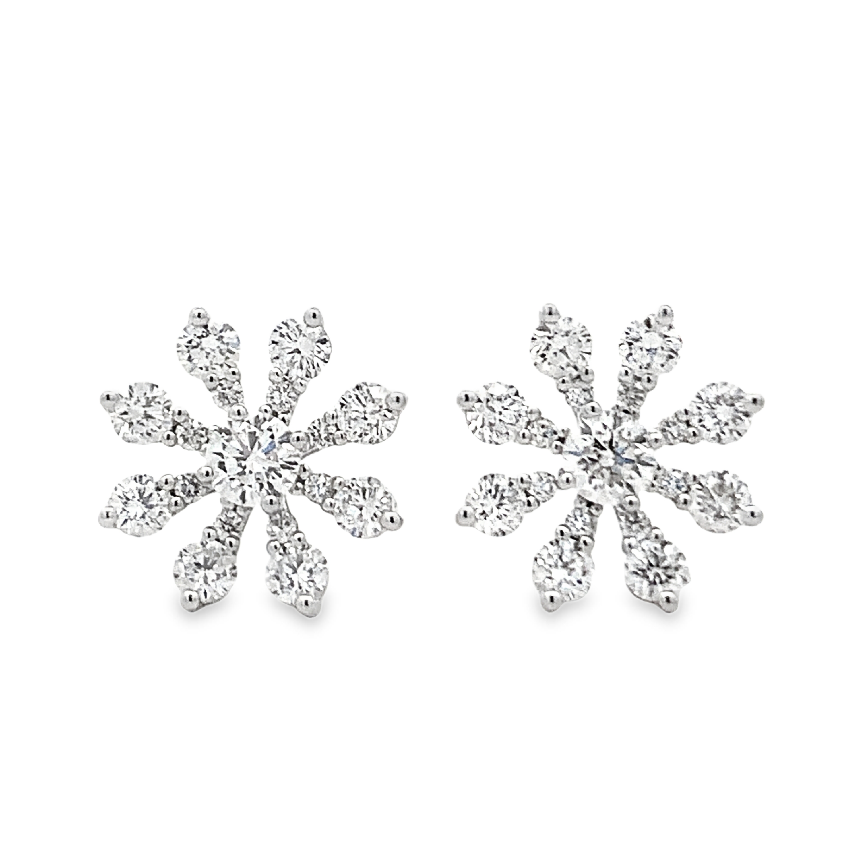 Damaso 18K White Gold Large Diamond Flower Studs