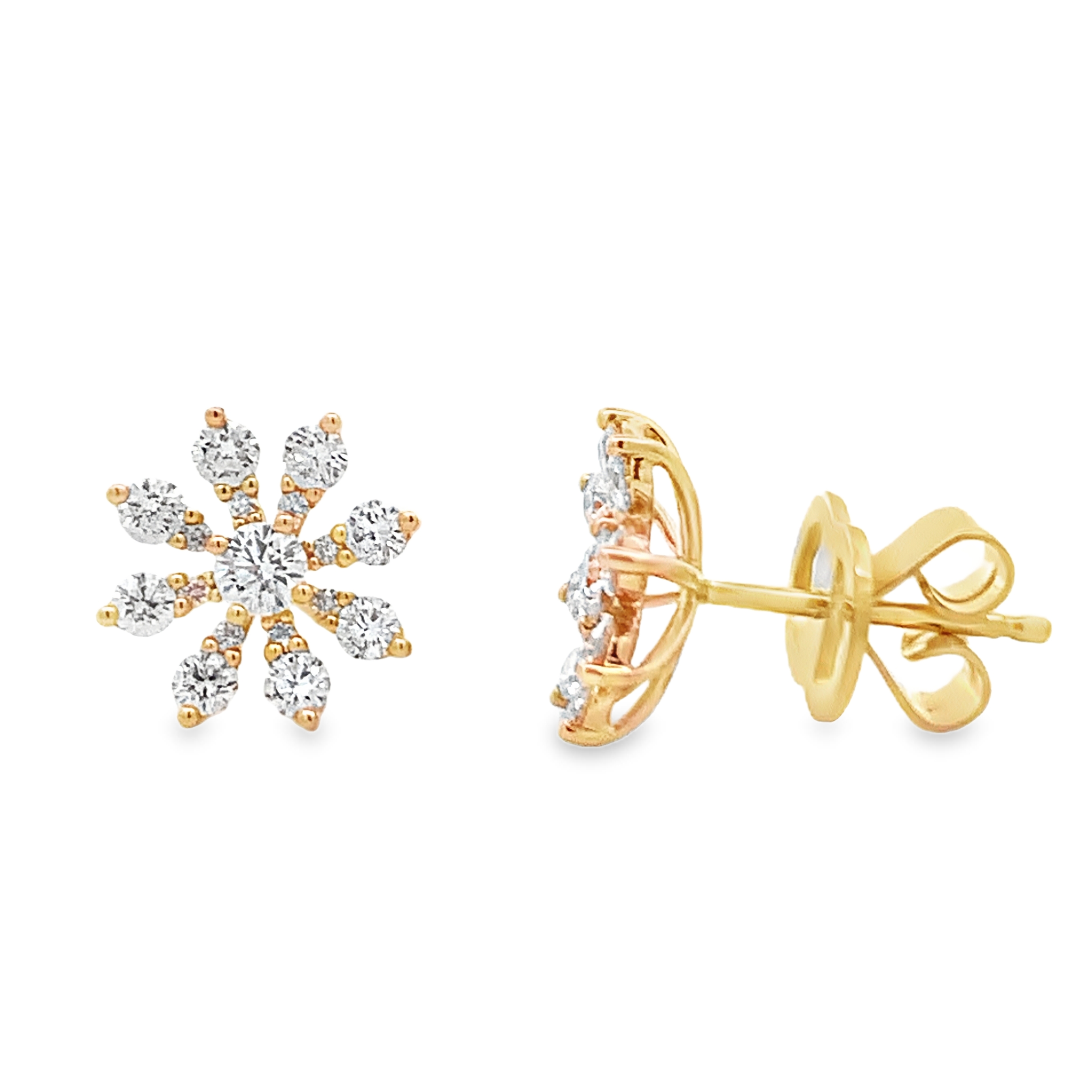 Damaso 18K Yellow Gold Medium Diamond Flower Studs