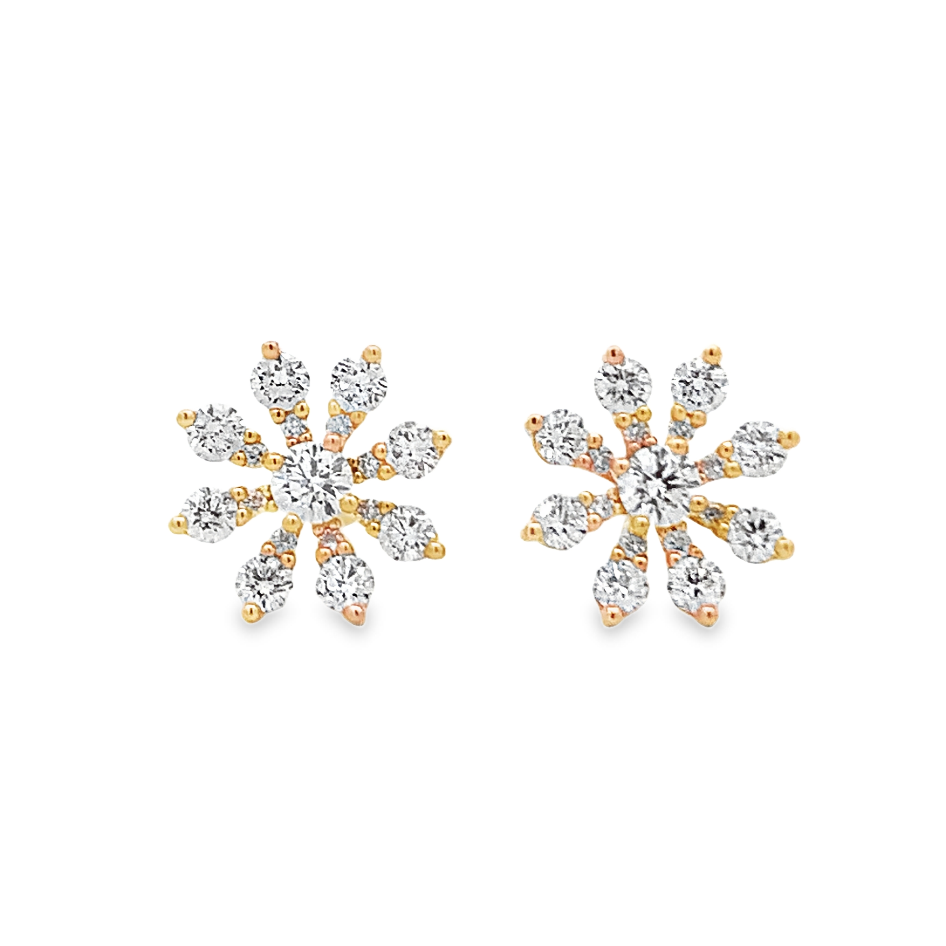 Damaso 18K Yellow Gold Medium Diamond Flower Studs