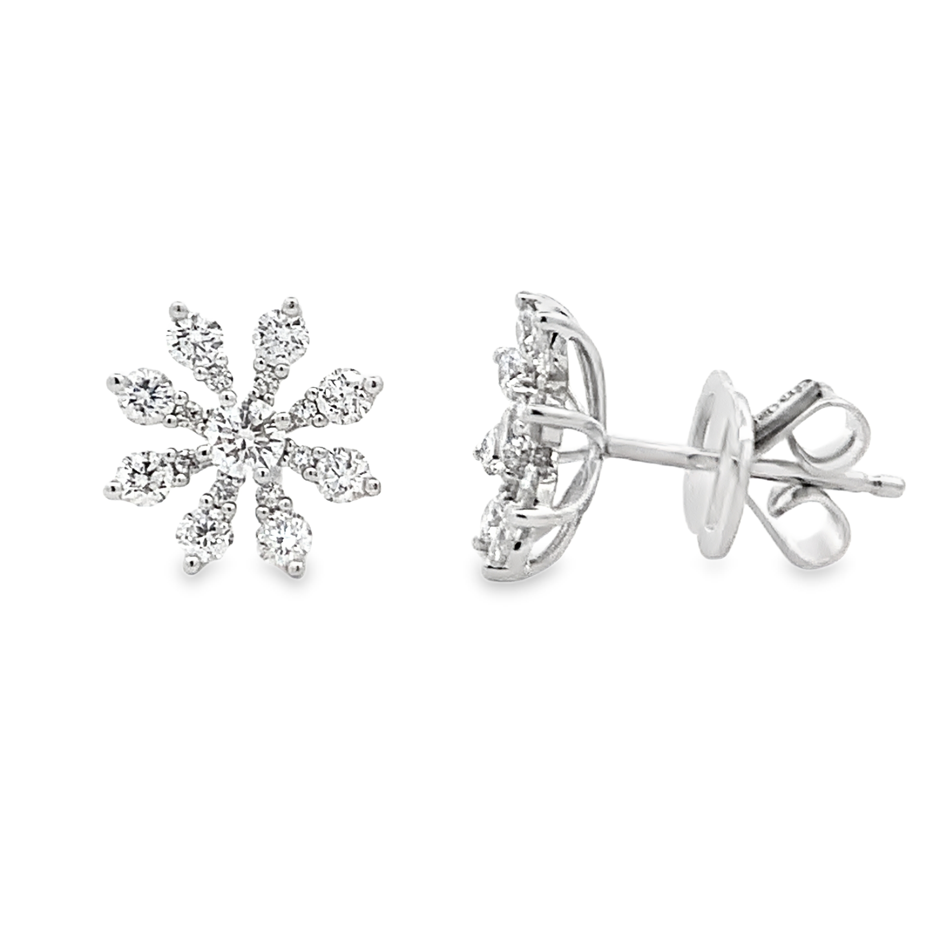 Damaso 18K White Gold Medium Diamond Flower Studs