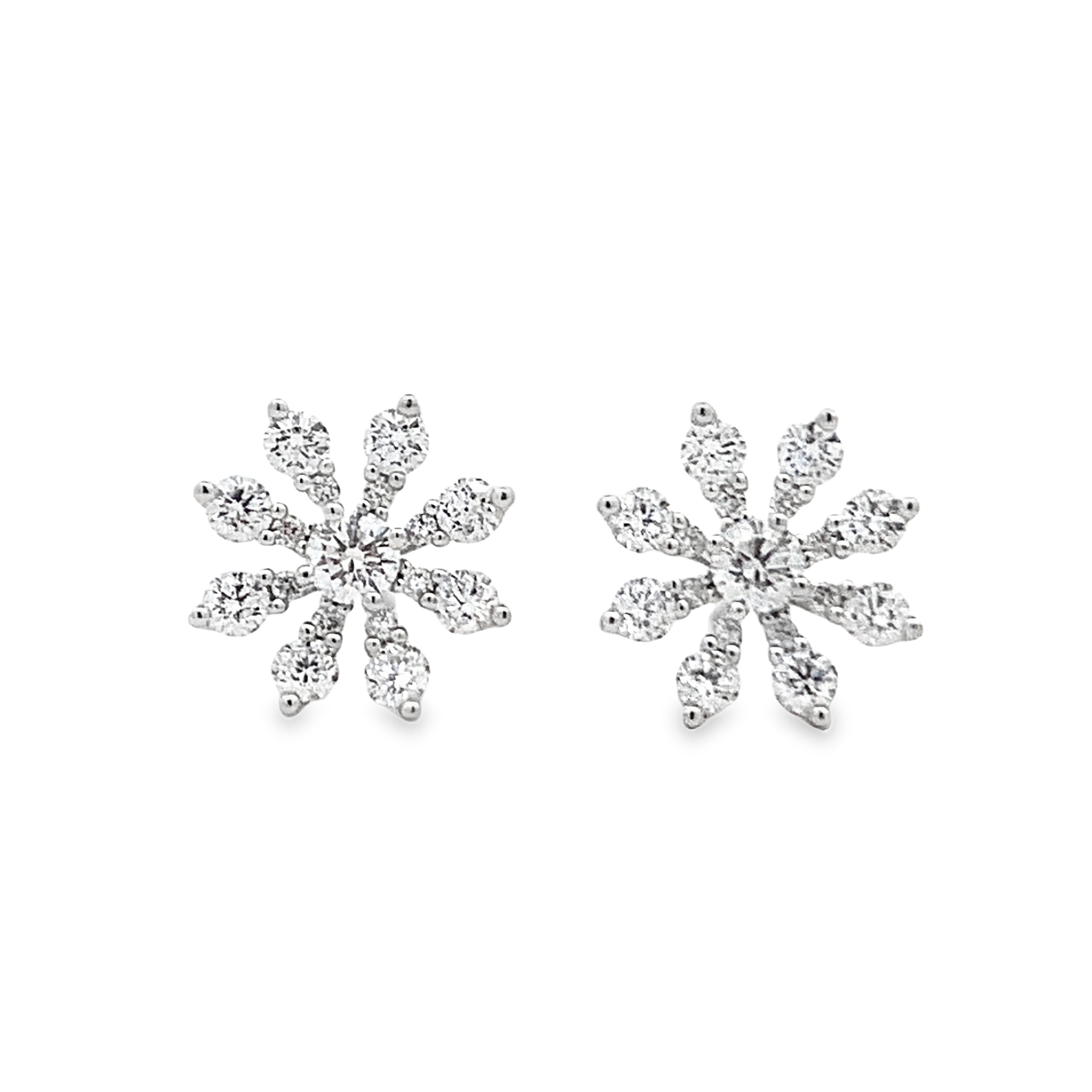 Damaso 18K White Gold Medium Diamond Flower Studs