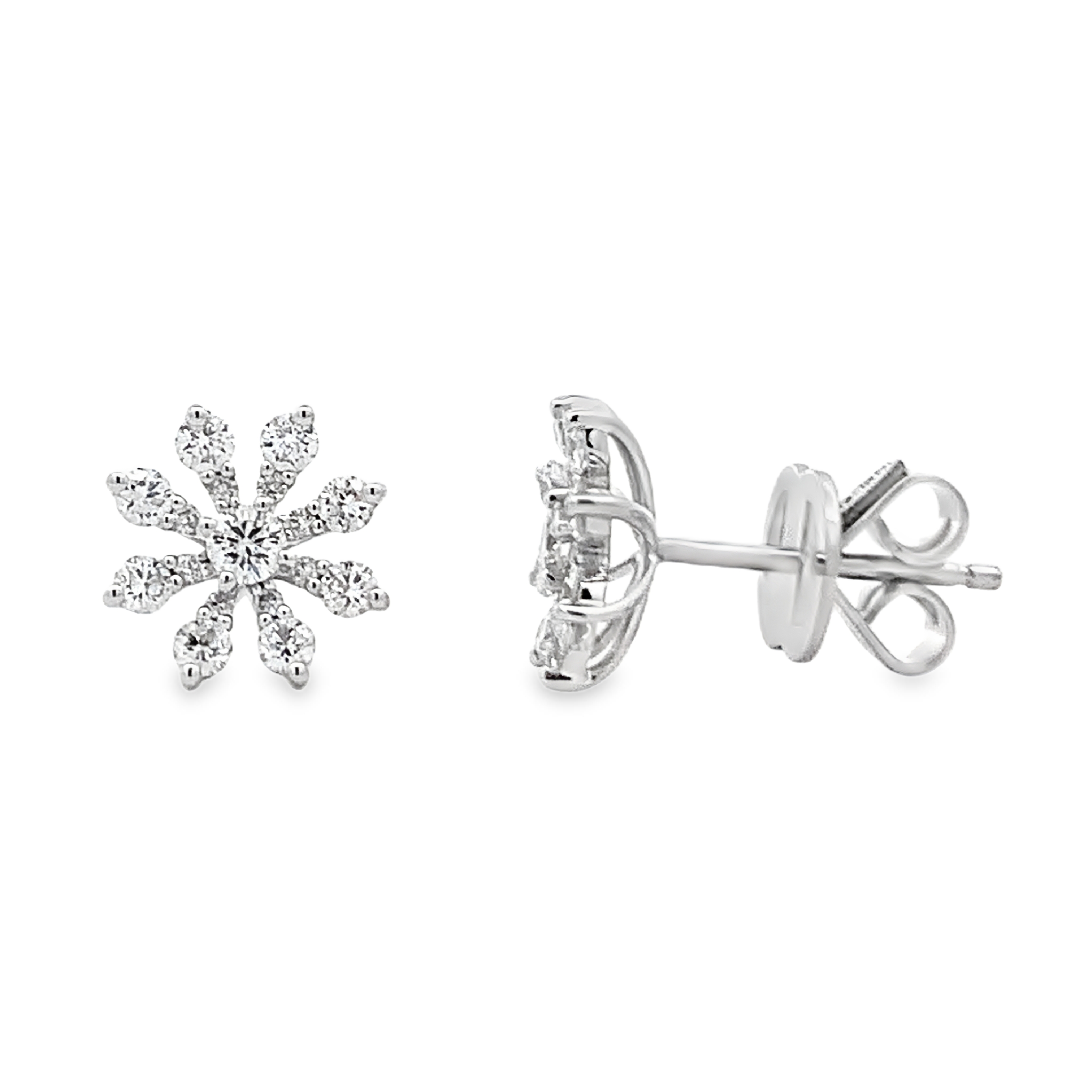 Damaso 18K White Gold Small Diamond Flower Studs