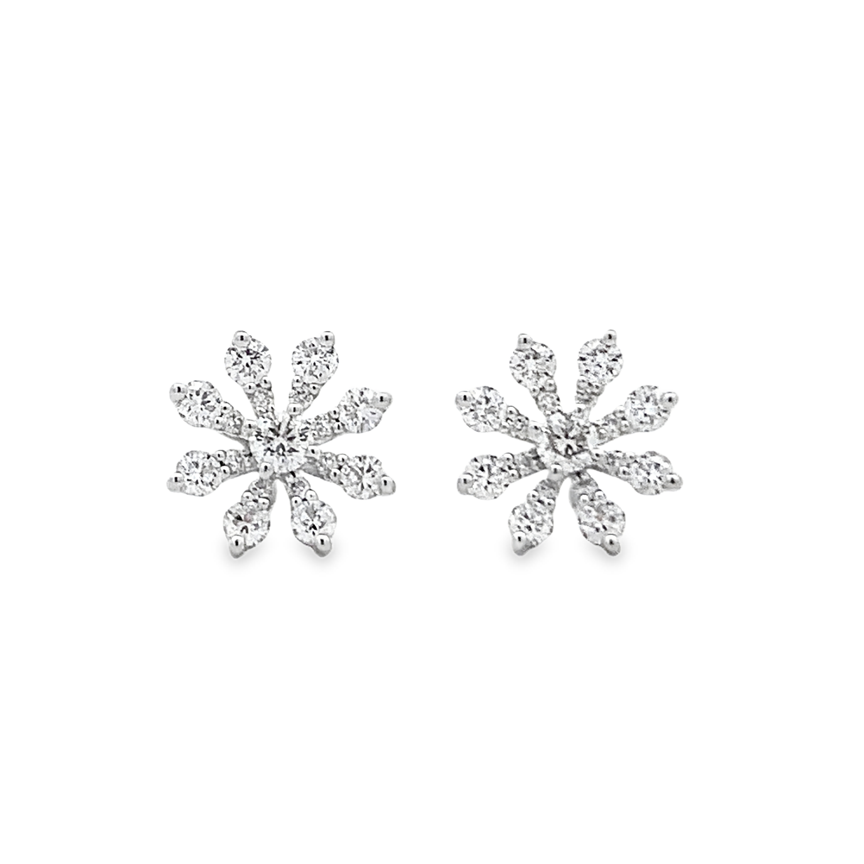 Damaso 18K White Gold Small Diamond Flower Studs