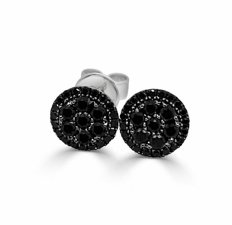 Frederic Sage 14K White Gold Black Diamond Cluster Studs