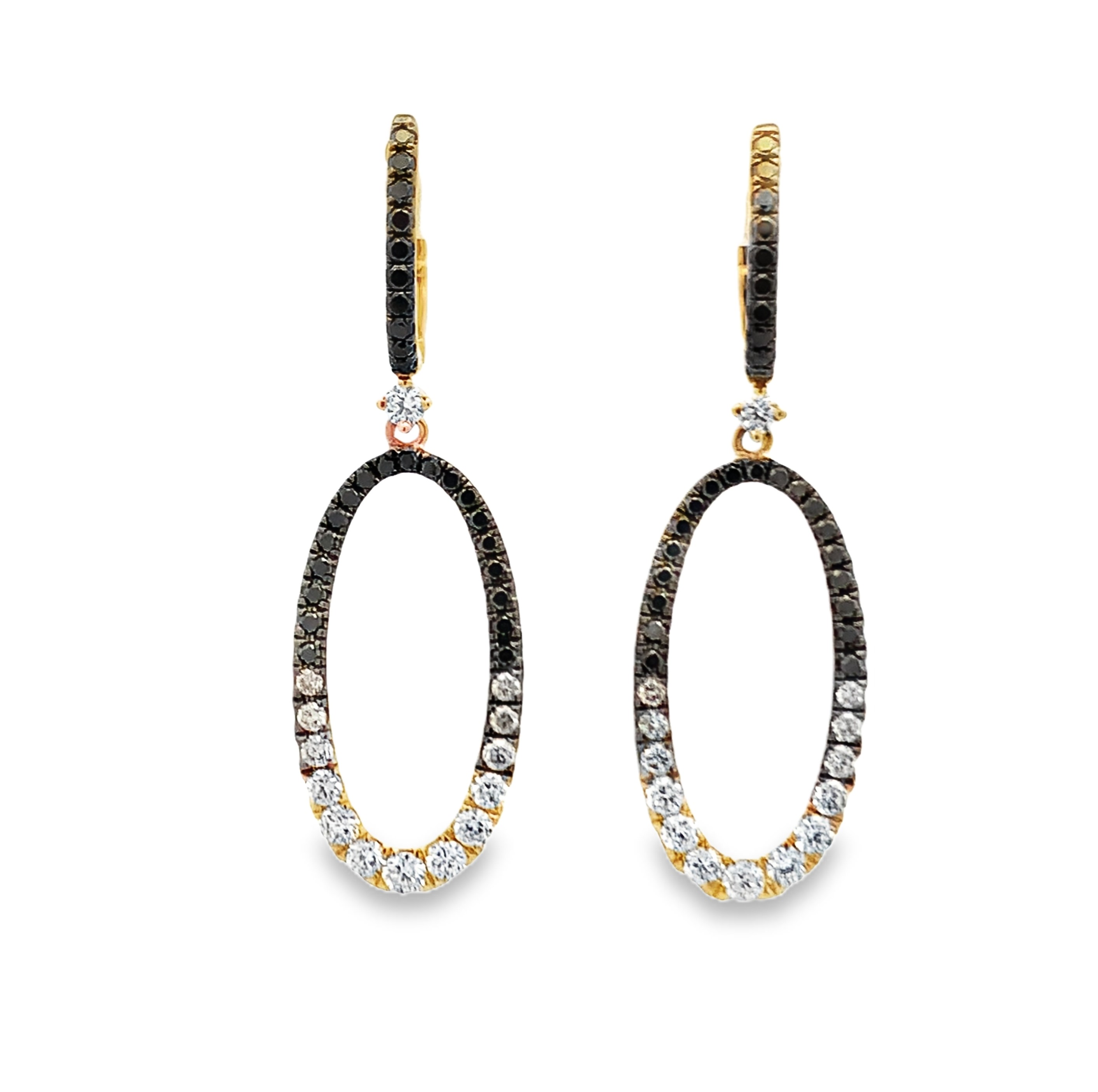 Frederic Sage 14K Yellow Gold Black & White Diamond Oval Earrings