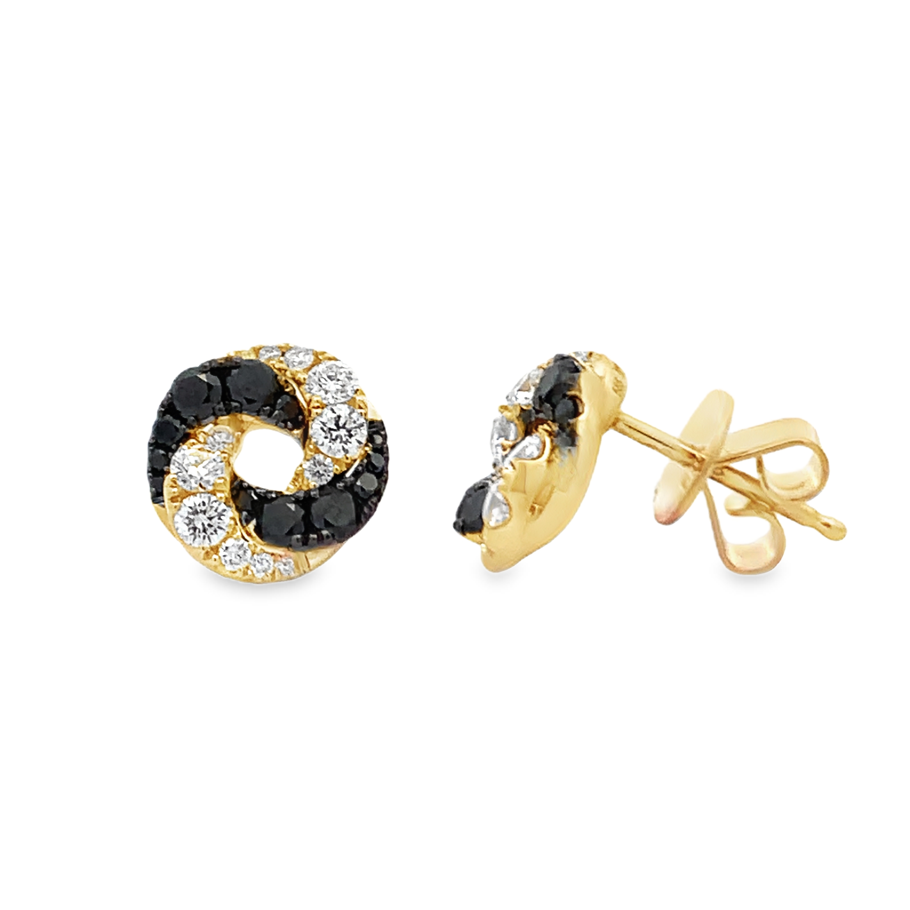 Frederic Sage 14K Yellow Gold Halo Black & White Diamond Studs