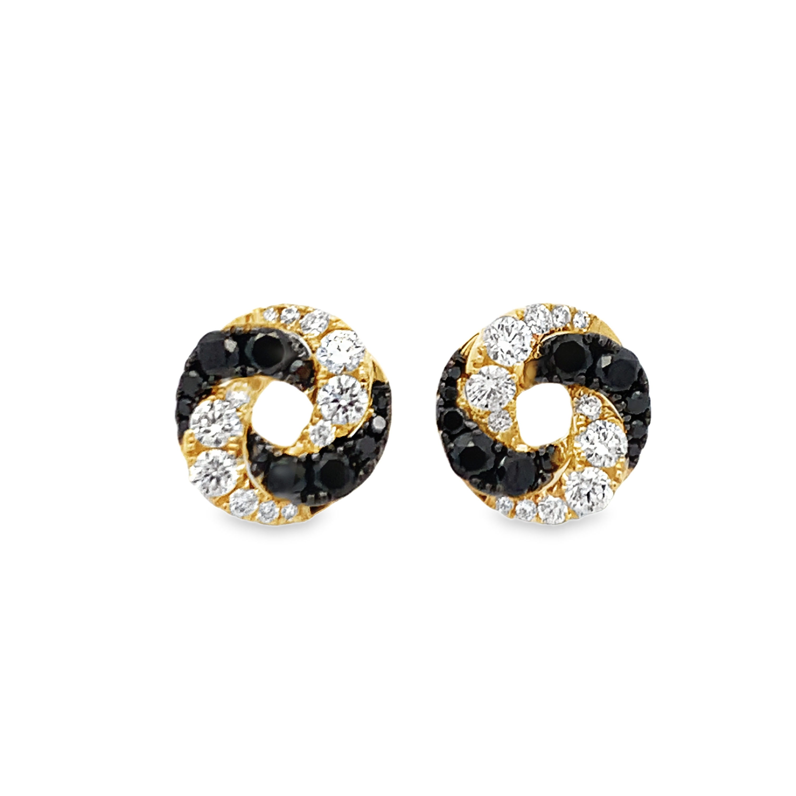 Frederic Sage 14K Yellow Gold Halo Black & White Diamond Studs