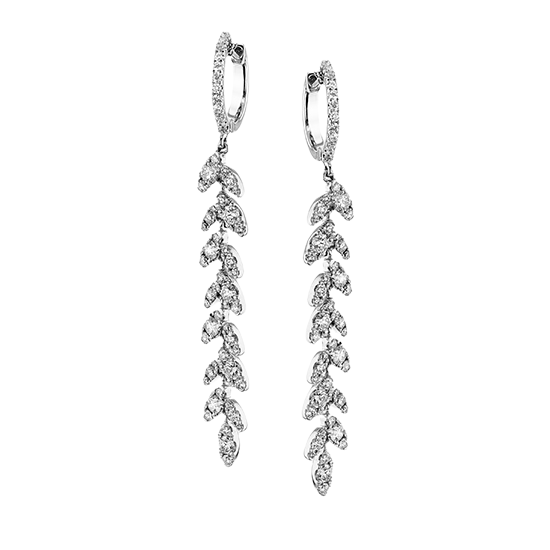 Simon G. 18K White Gold Diamond Leaves Earrings