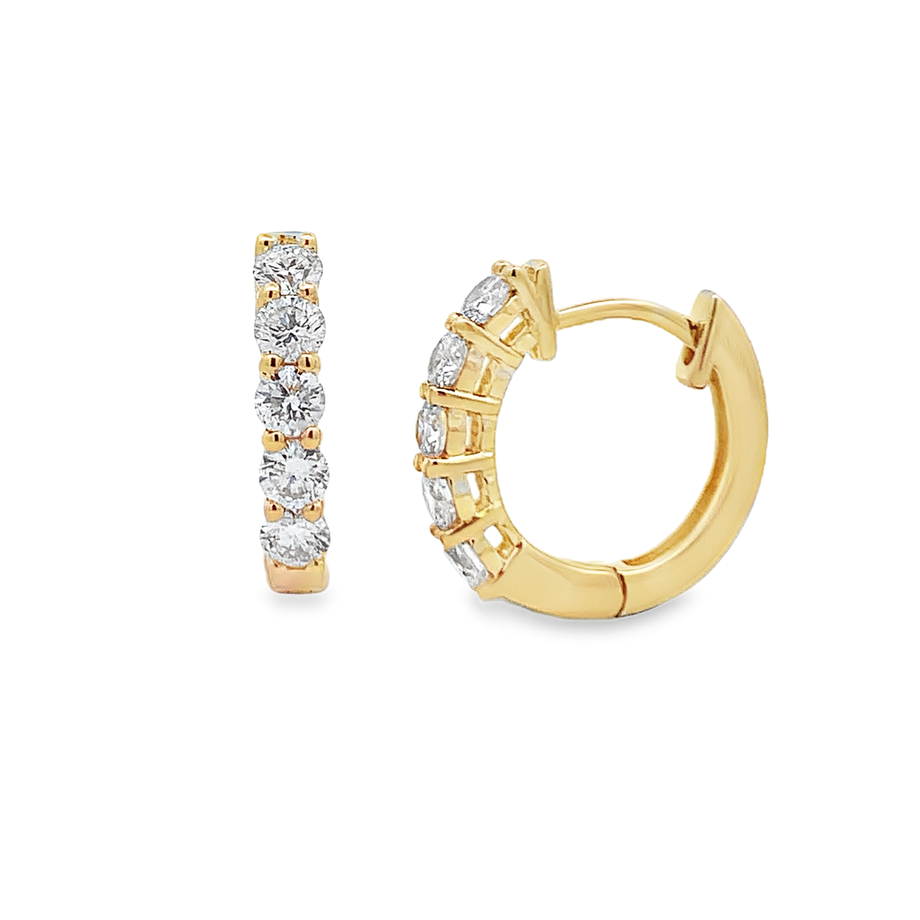 14K Yellow Gold Diamond Huggies