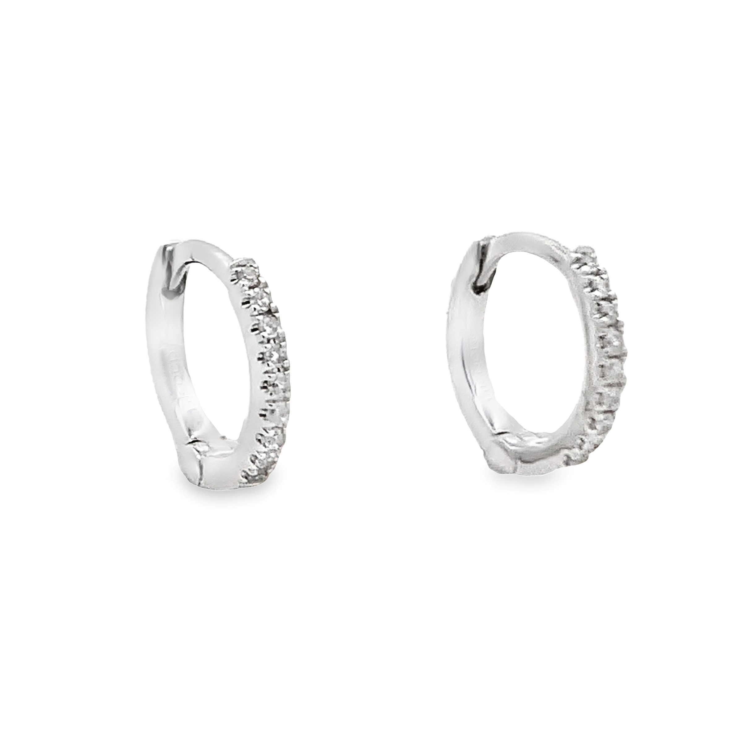 14K White Gold 10mm Diamond Huggies