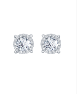 14K White Gold Diamond 4-Prong Stud Earrings