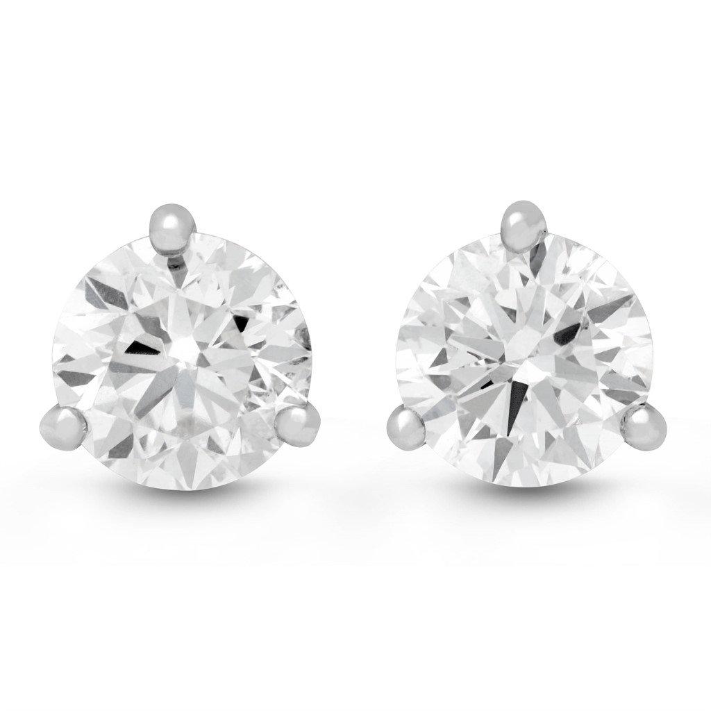 14K White Gold 1/4 Carat 3-Prong Diamond Studs