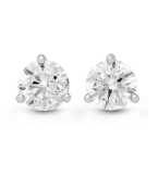 14K White Gold 3-Prong Diamond Stud Earrings