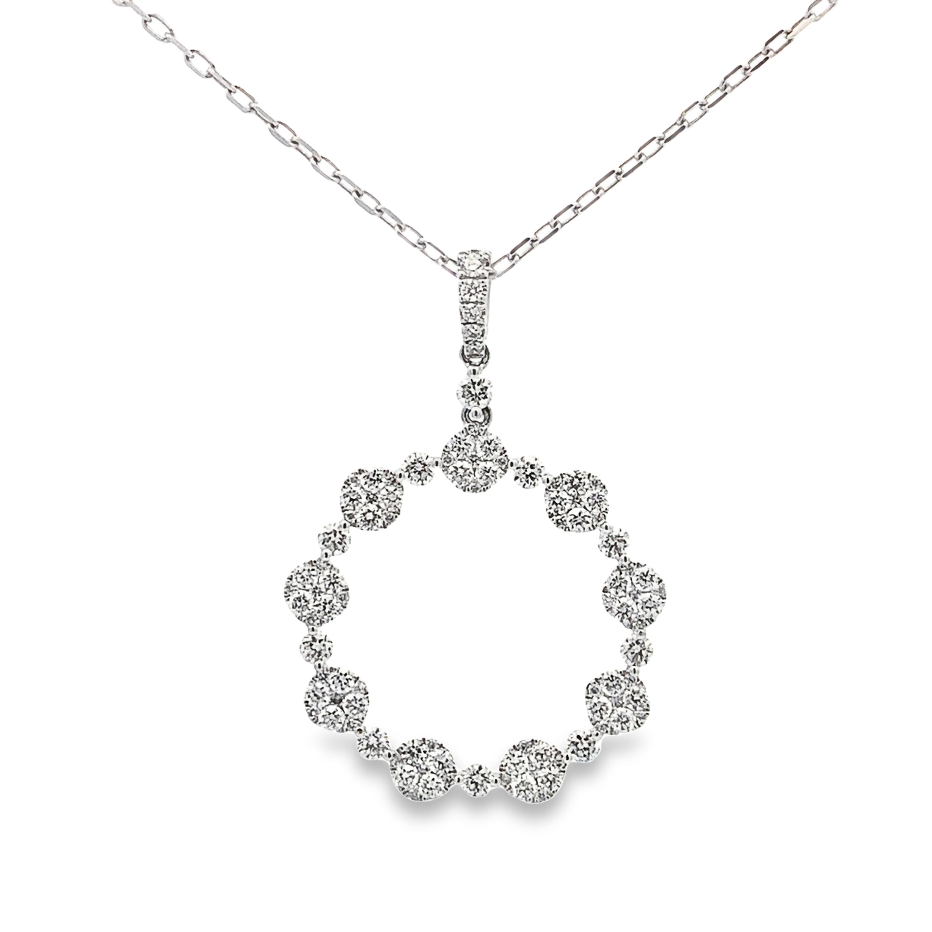 18K White Gold Diamond Circle Pendant