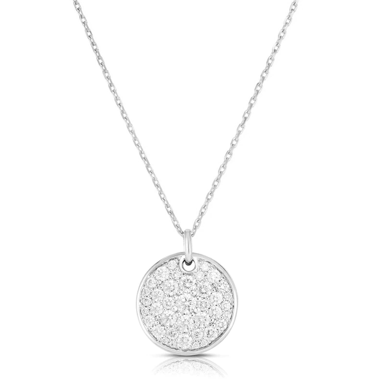 Malka 18K White Gold Flourescent Evil Eye Diamond Circle Pendant