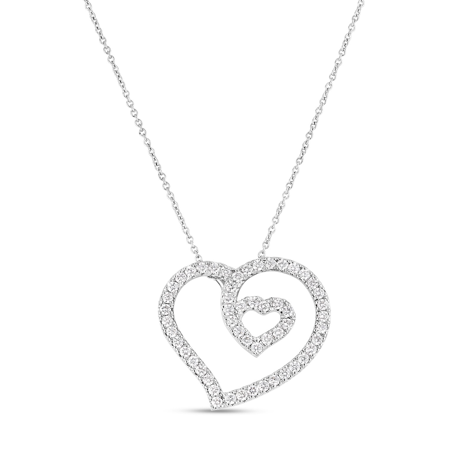 Roberto Coin 18K White Gold Tiny Treasures Diamond Heart Pendant