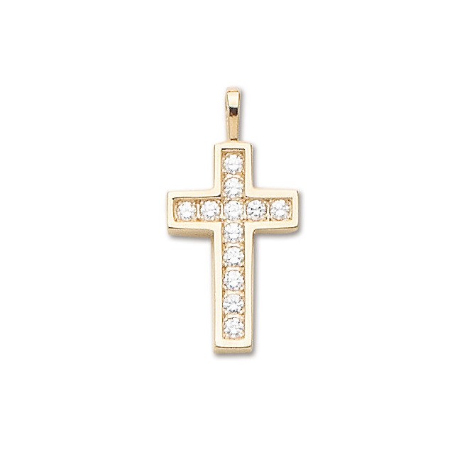 14K Yellow Gold Dimaond Cross