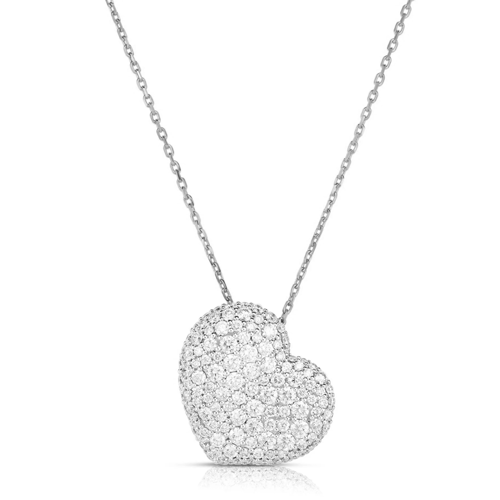 Malka 18K White Gold Flourescent XO Diamond Heart Pendant