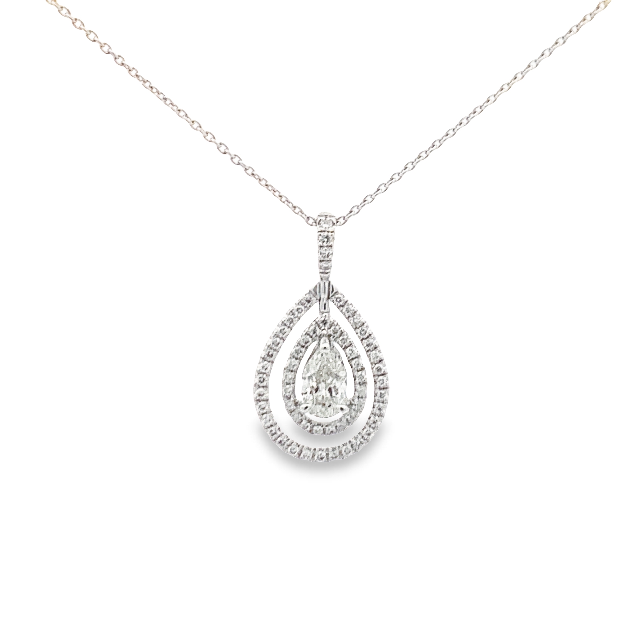 Norman Silverman 18K White Gold Pear-Shaped Diamond Pendant