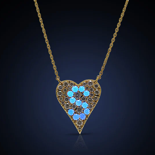 Malka 18K Yellow Gold Flourescent S Diamond Heart Pendant