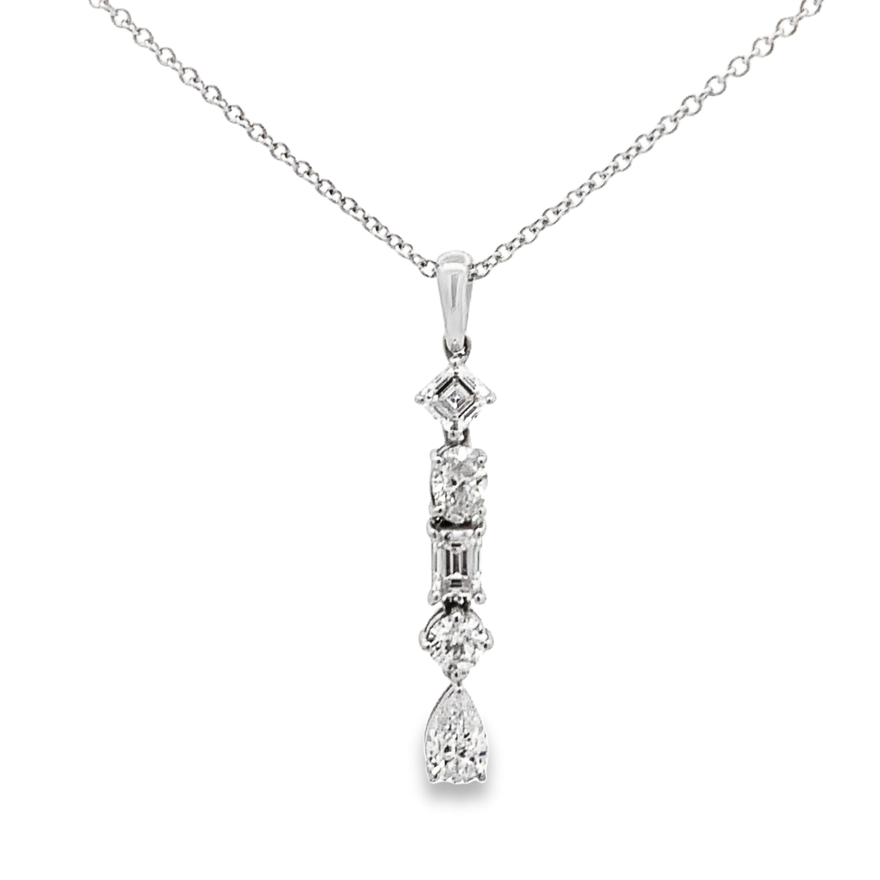 Norman Silverman 18K White Gold Fancy-Shape Diamond Pendant