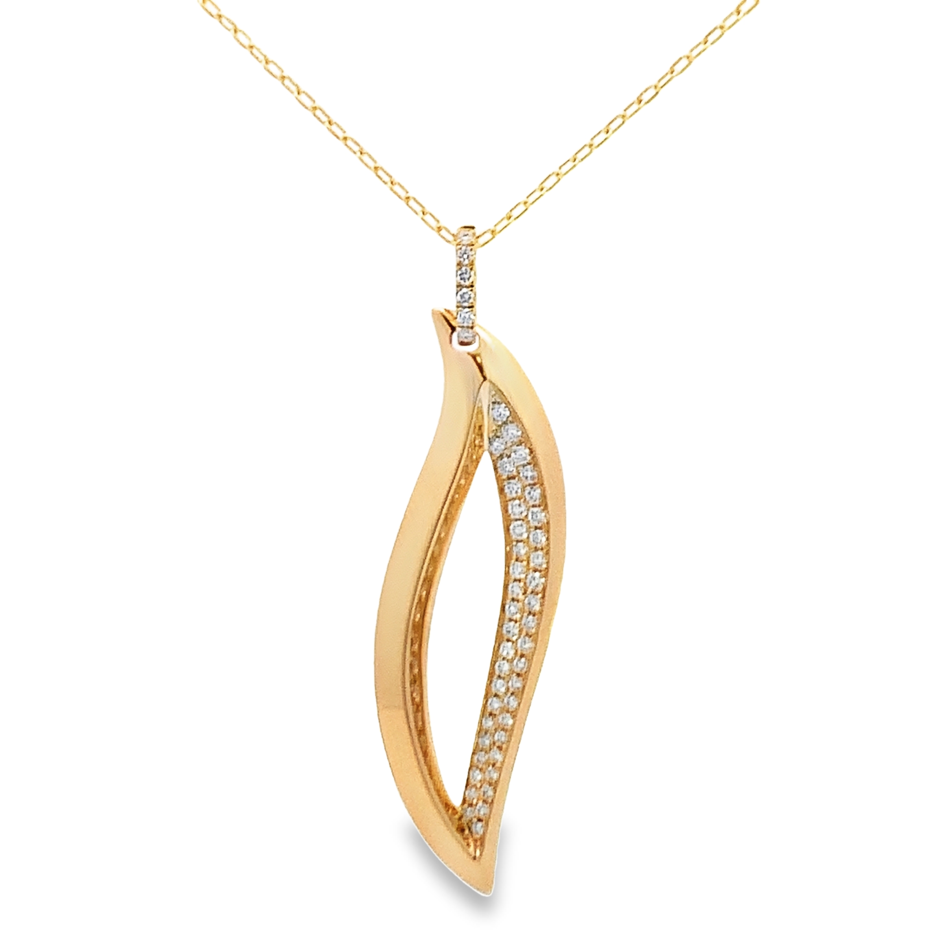 18K Yellow Gold Pave Diamond Freeform Pendant