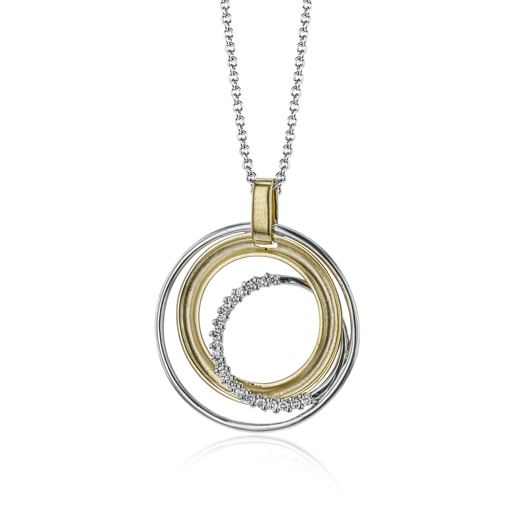 Simon G 18K Two-Tone Intertwined Circles Diamond Pendant