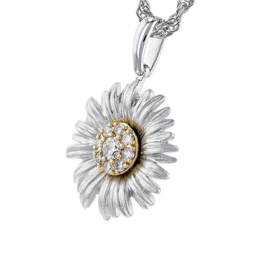 Allison Kaufman 14K Two-Tone Diamond Sunflower Pendant