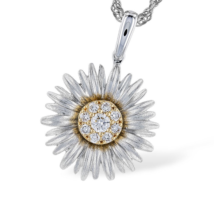 Allison Kaufman 14K Two-Tone Diamond Sunflower Pendant