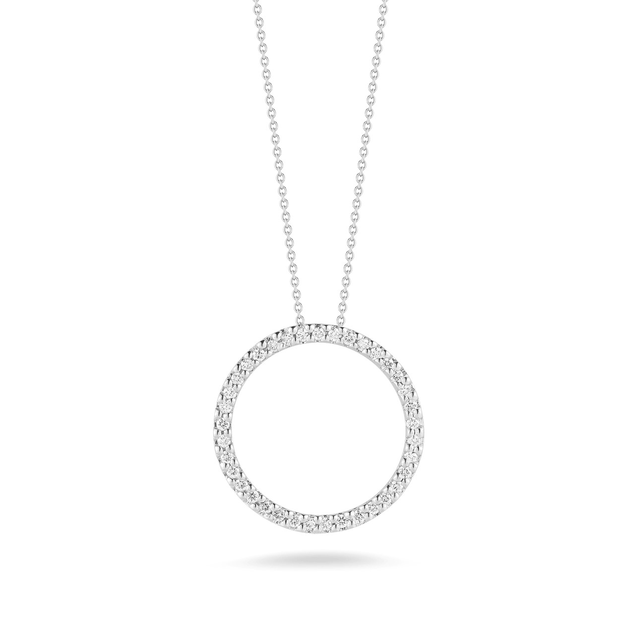 Roberto Coin 18K White Gold Tiny Trasures Diamond Circle Pendant