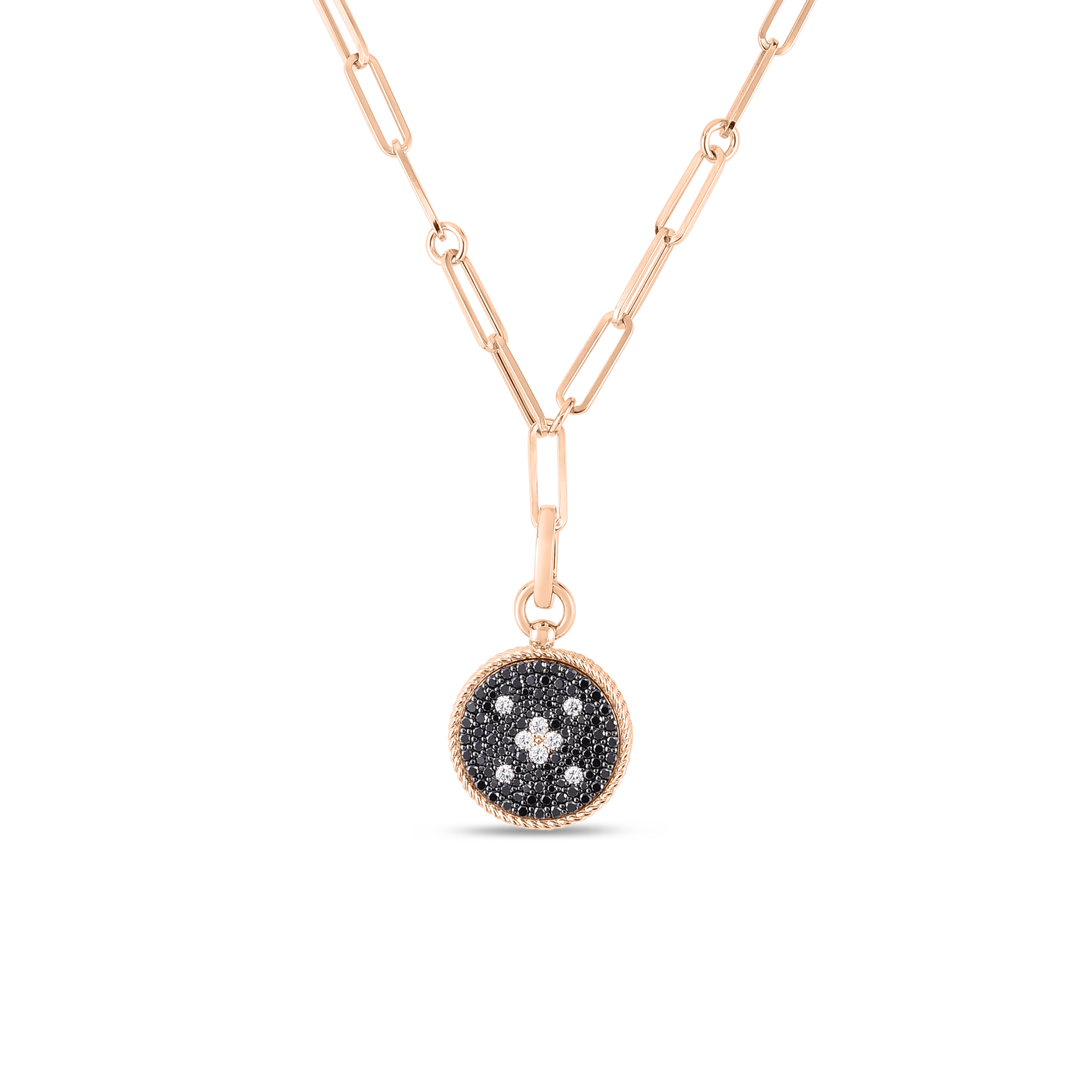 Roberto Coin 18K Rose Gold Venetian Princess Black Diamond Medallion Pendant