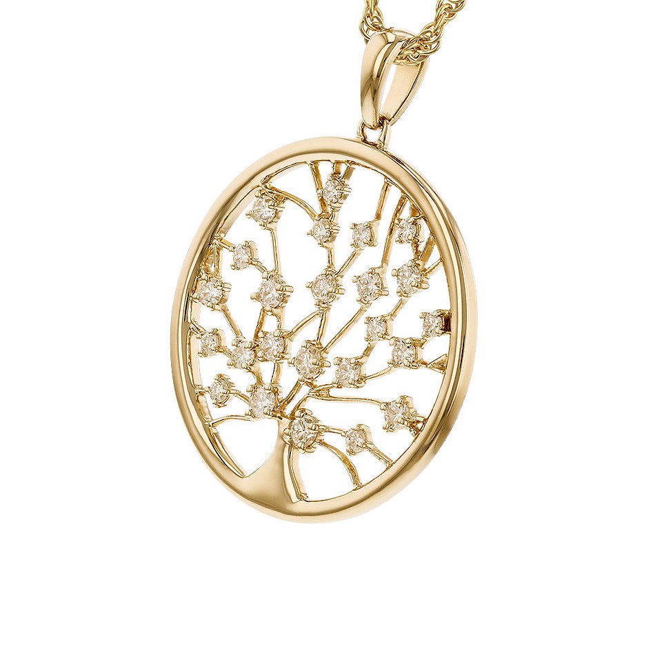 Allison Kaufman 14K Yellow Gold Diamond Tree Pendant