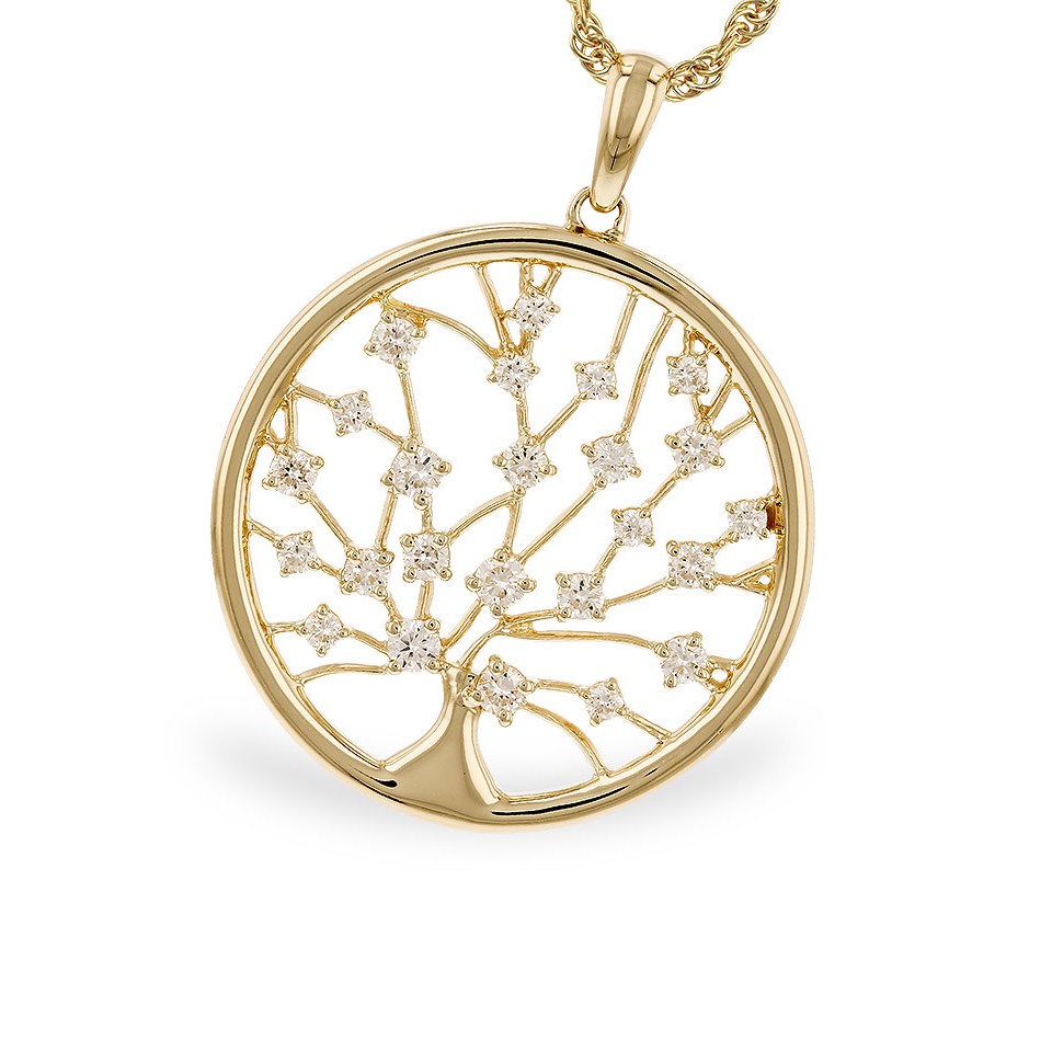 Allison Kaufman 14K Yellow Gold Diamond Tree Pendant