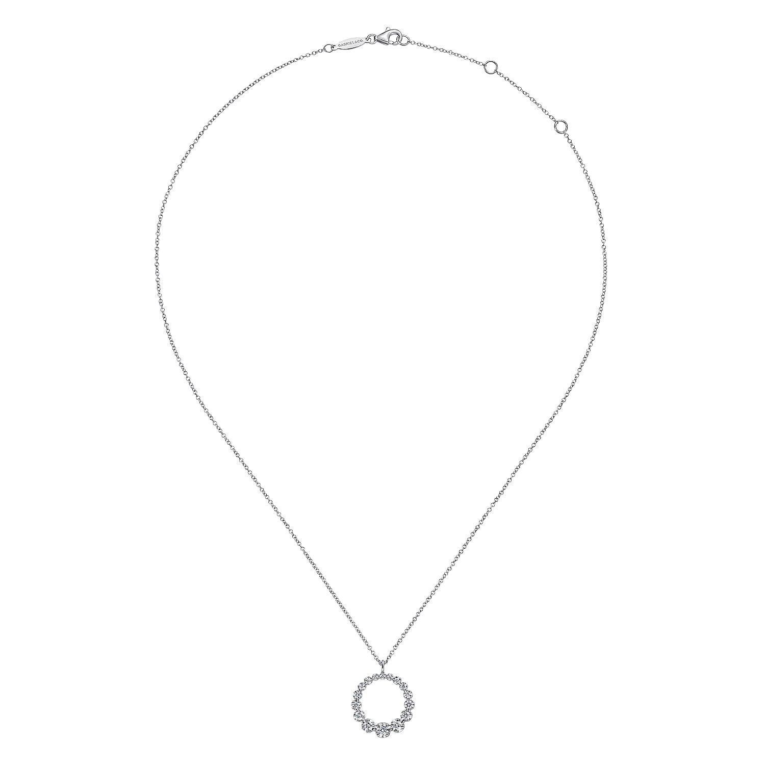 Gabriel & Co. 14K White Gold Diamond Circle Pendant