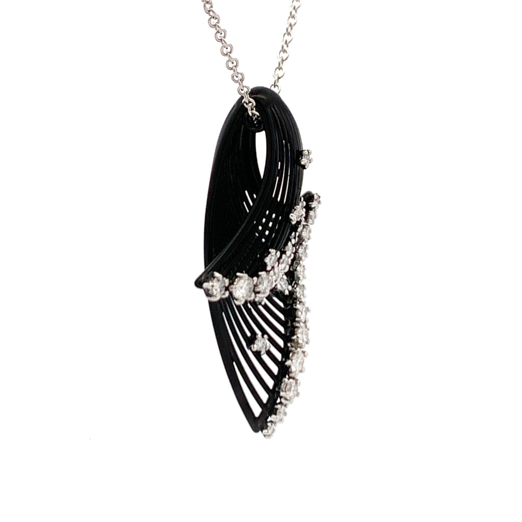 Giloro 18K Black Gold Freeform Diamond Pendant