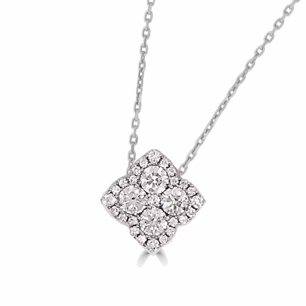 Frederic Sage 14K White Gold Diamond Cluster Pendant