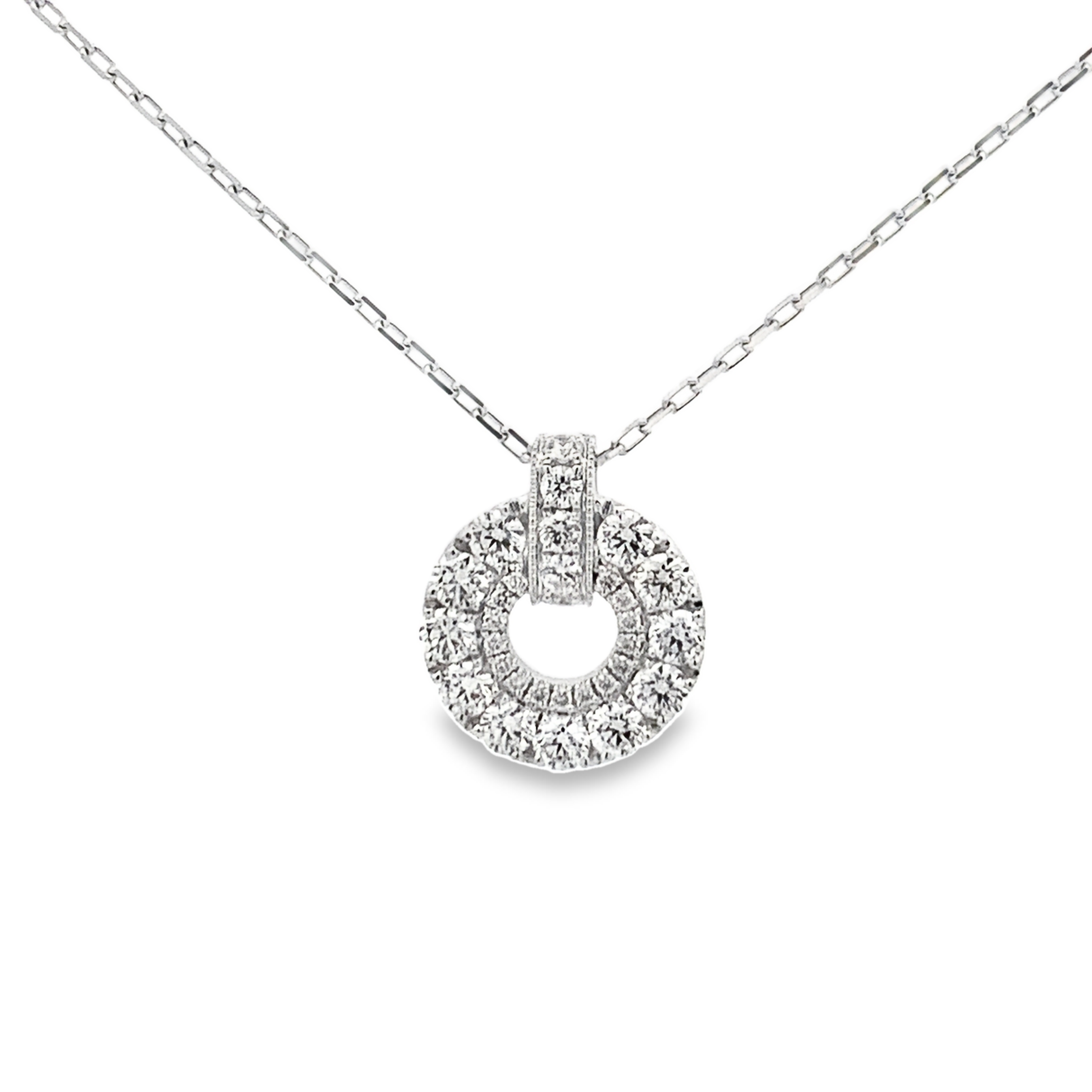 Frederic Sage 14K White Gold Diamond Circle Pendant