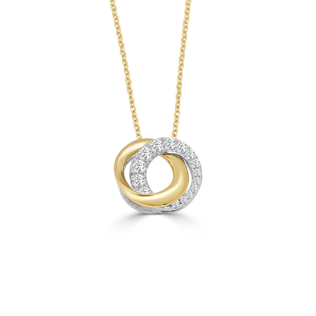 Frederic Sage 14K Two-Tone Diamond Twist Circle Pendant