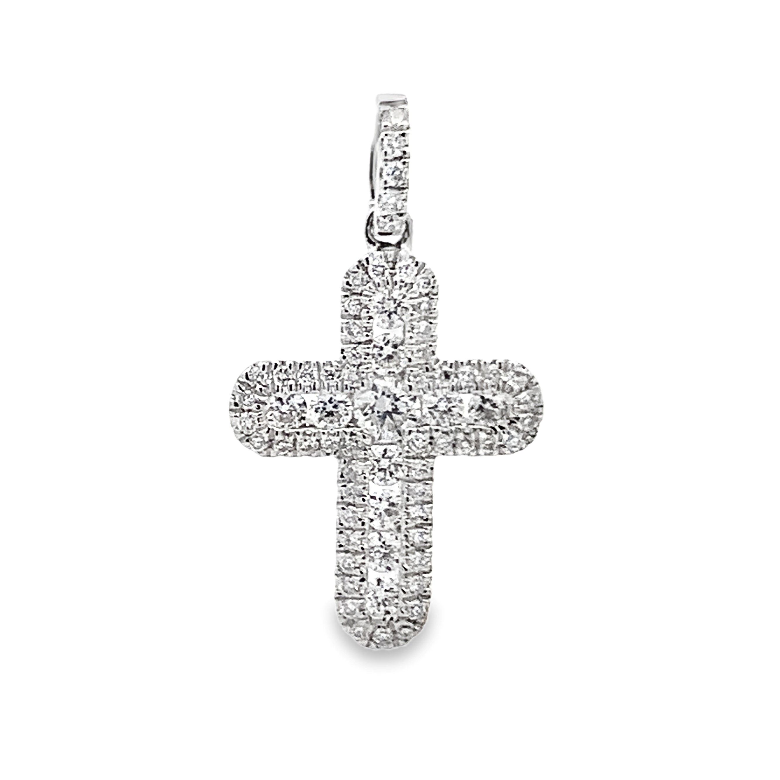 18K White Gold Diamond Cross Pendant