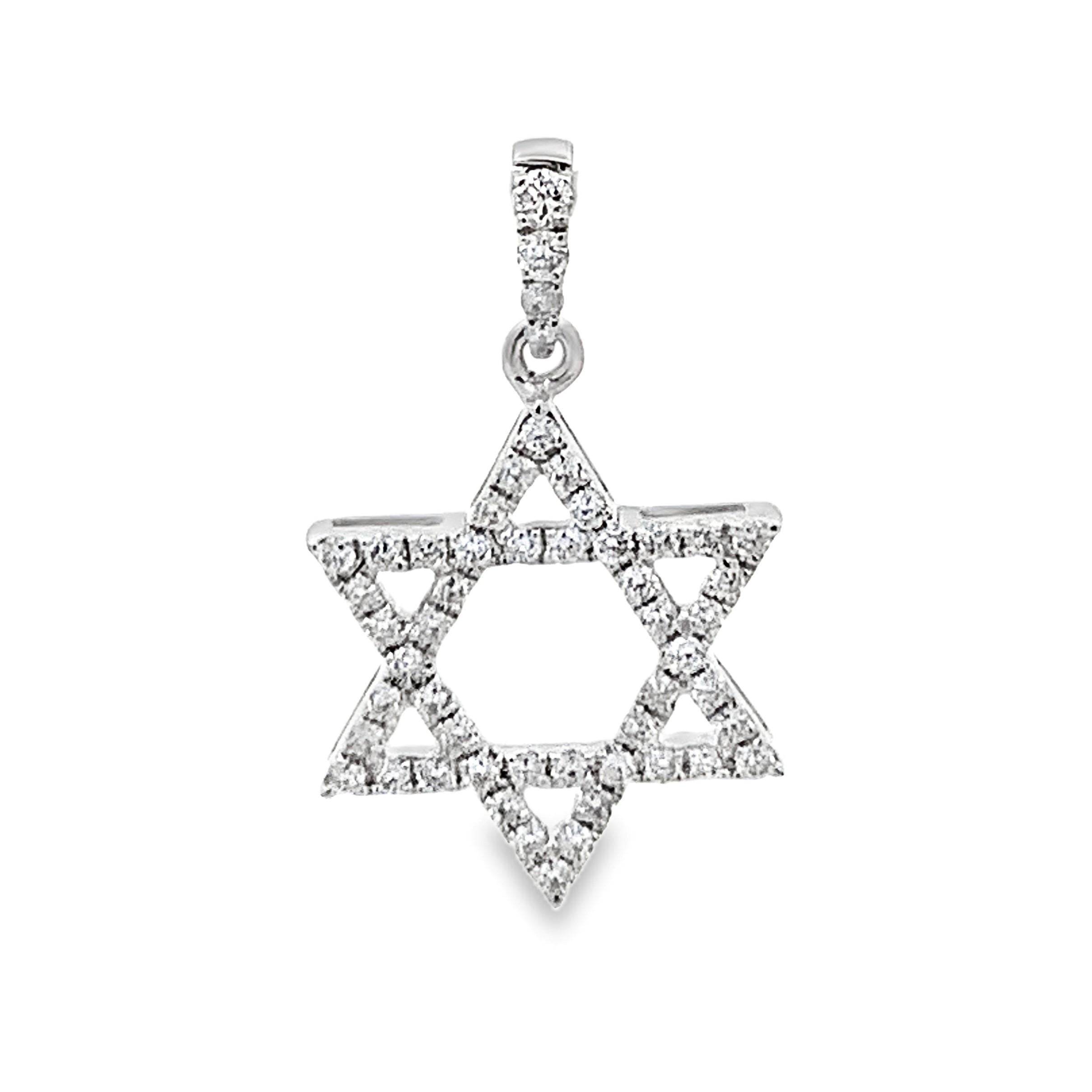 18K White Gold Diamond Star of David Pendant