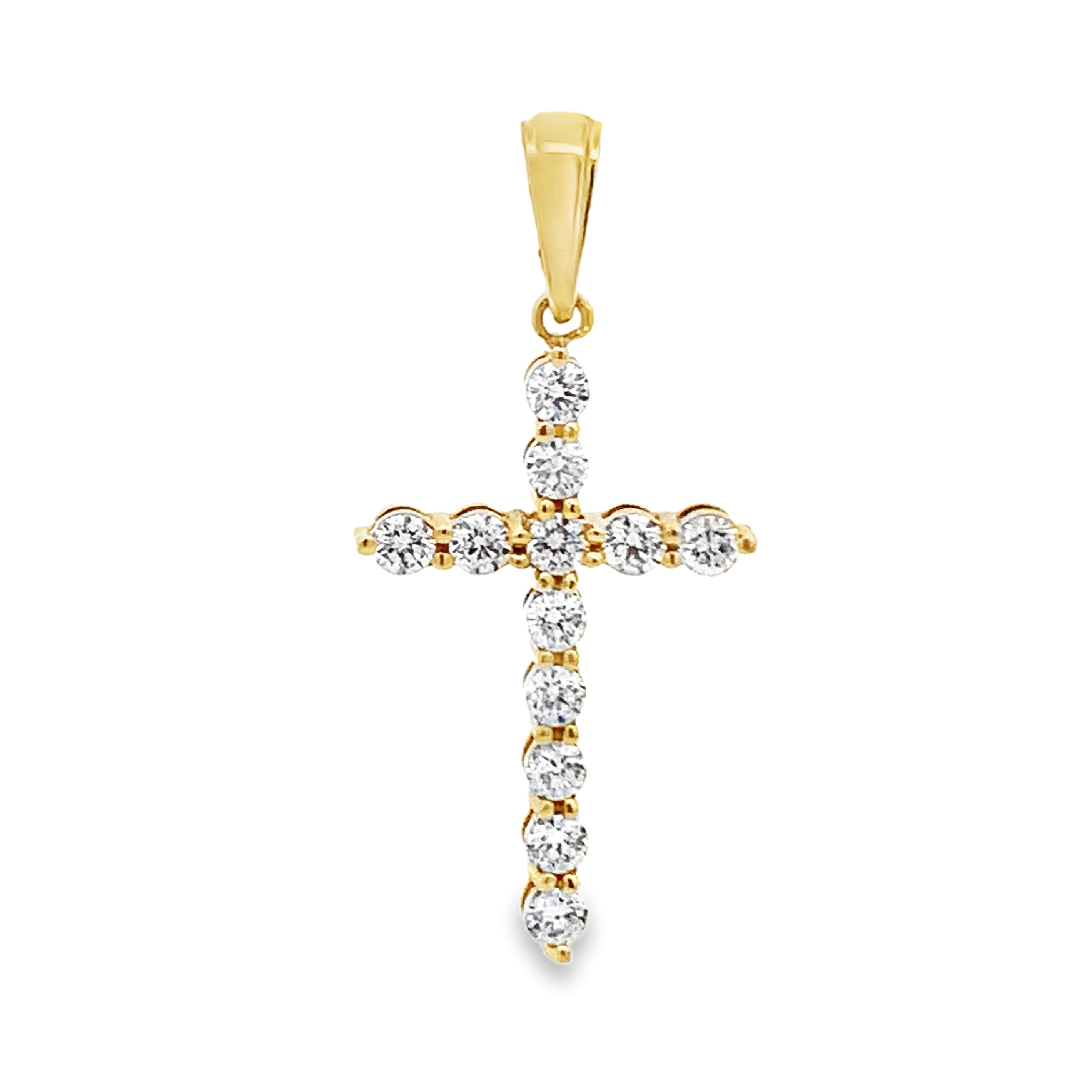 18K Yellow Gold Diamond Cross Pendant