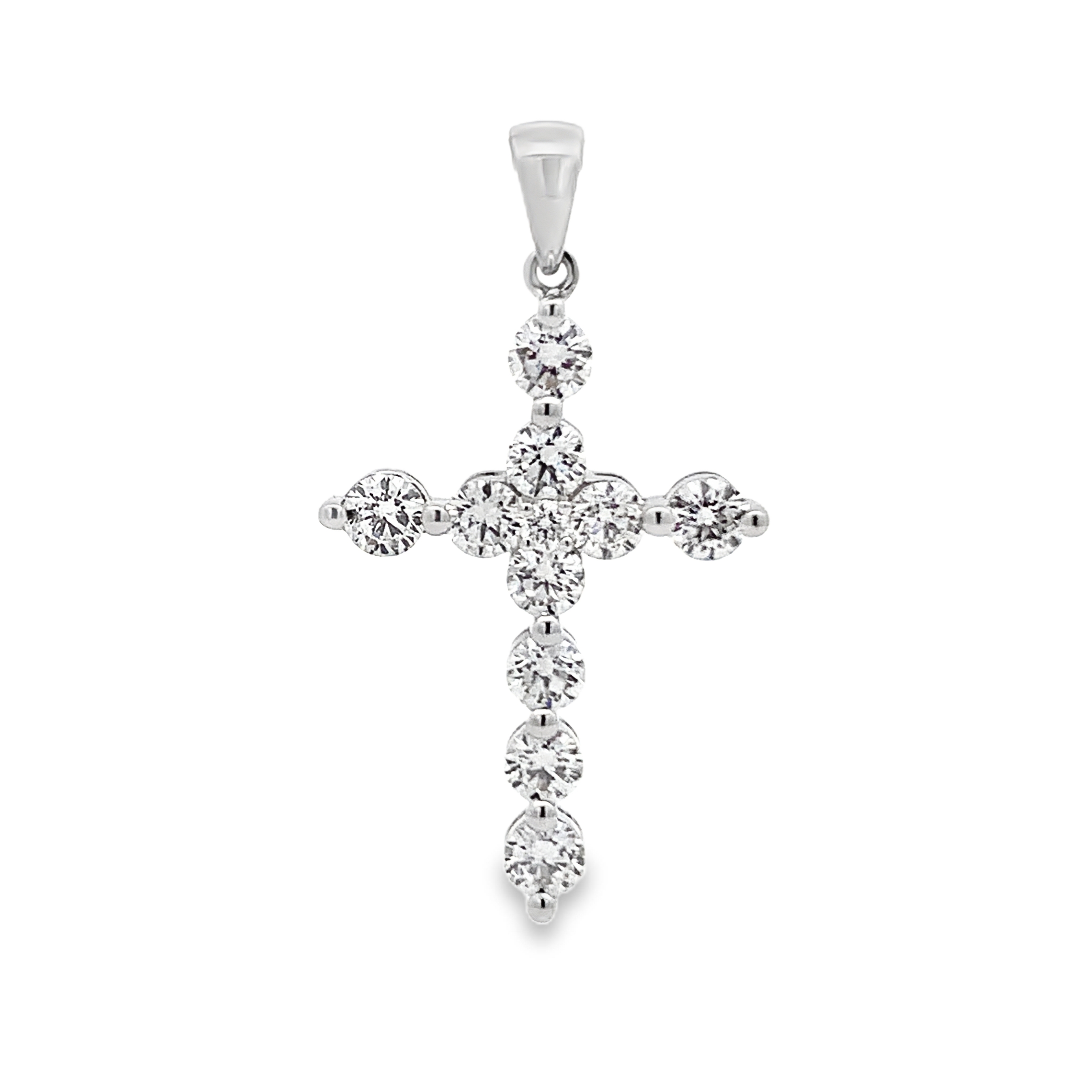 18K White Gold Diamond Cross Pendant