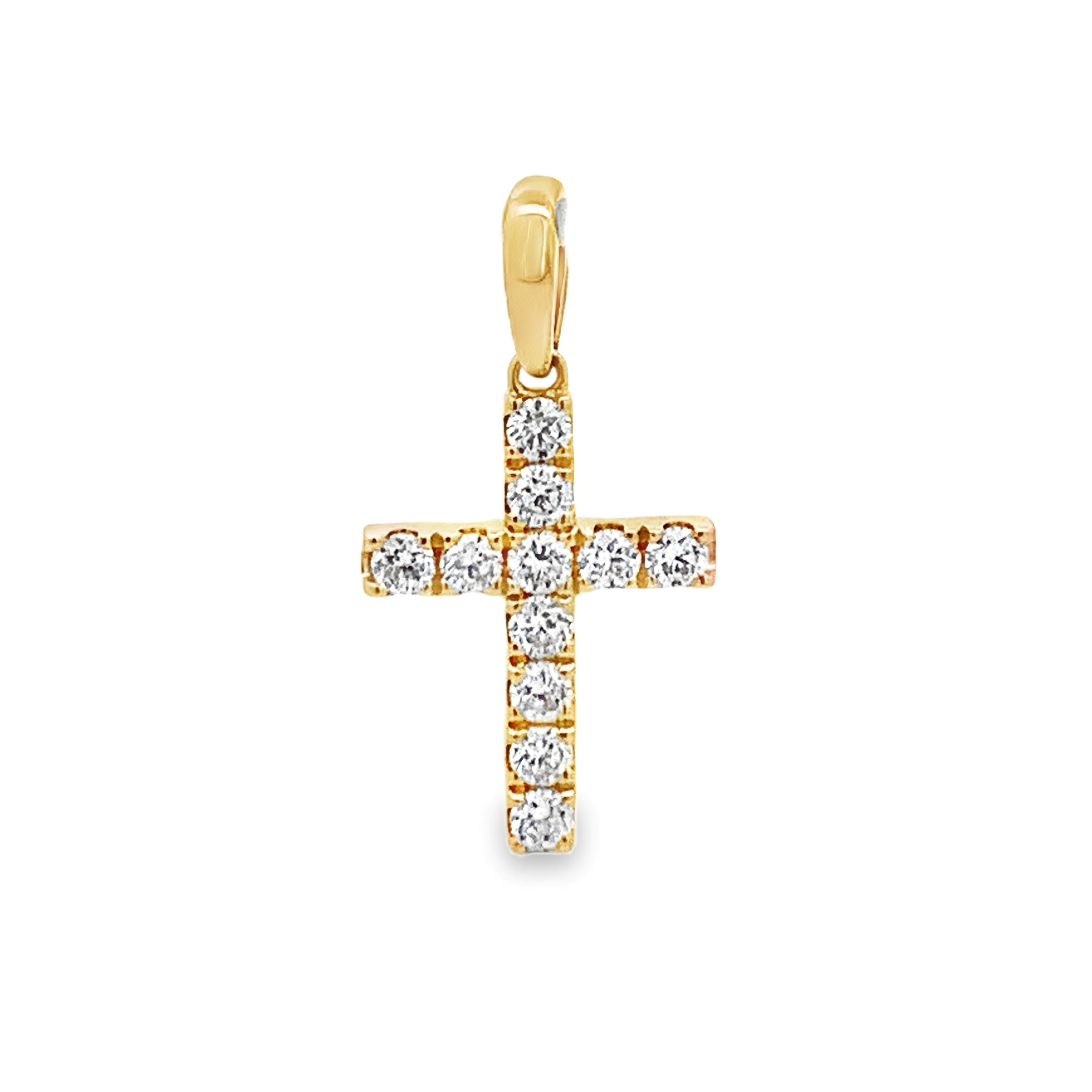 18K Yellow Gold Small Diamond Cross Pendant