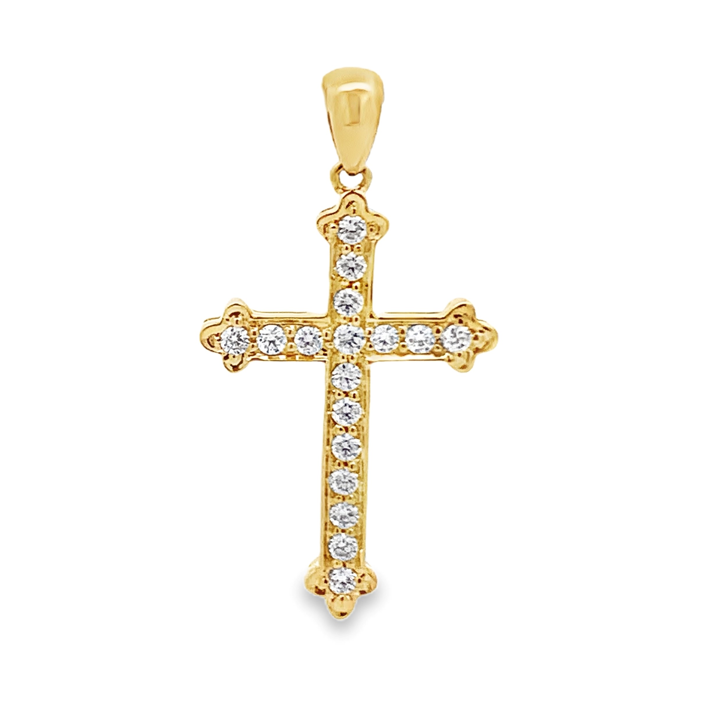 18K Yellow Gold Diamond Cross Pendant