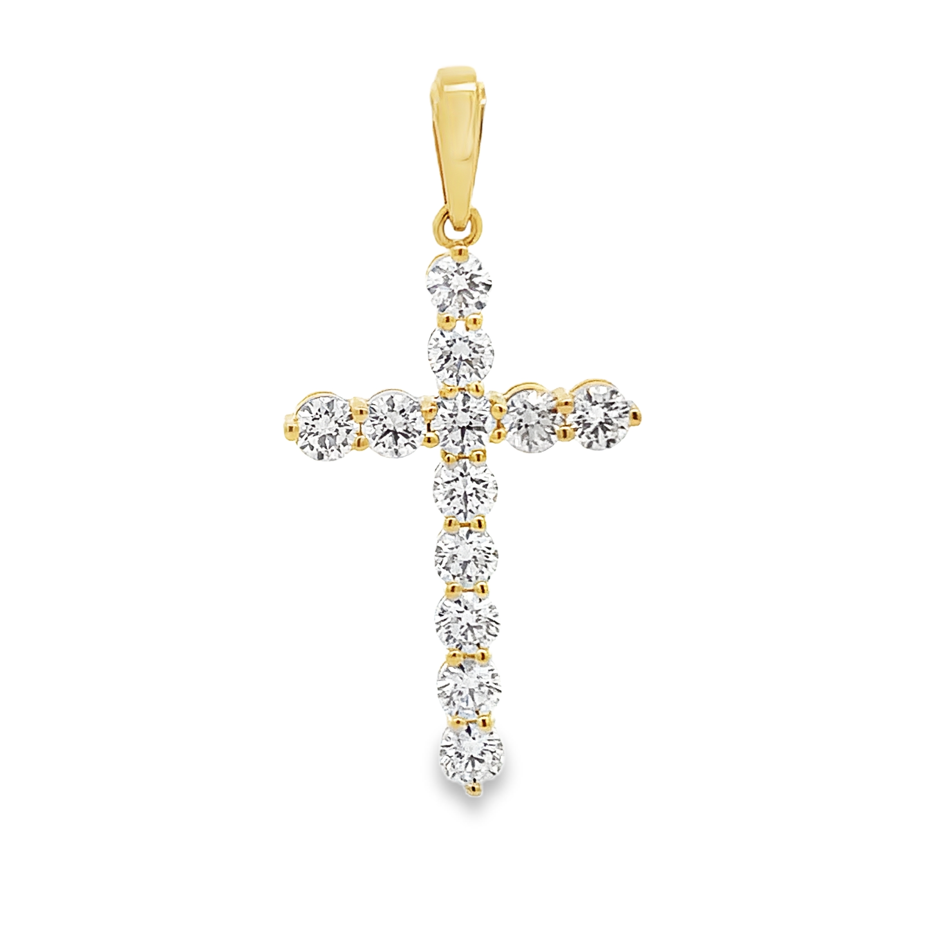 18K Yellow Gold Diamond Cross Pendant