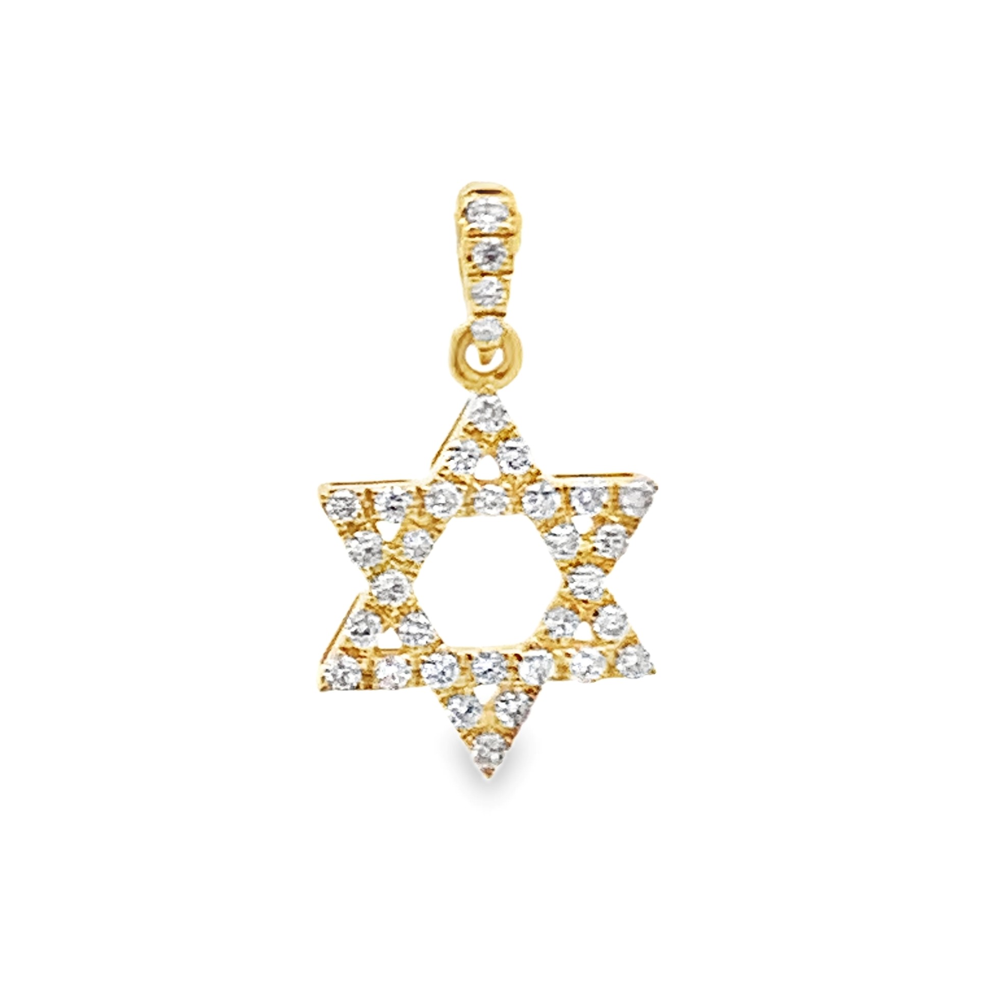 18K Yellow Gold Small Diamond Star of David Pendant