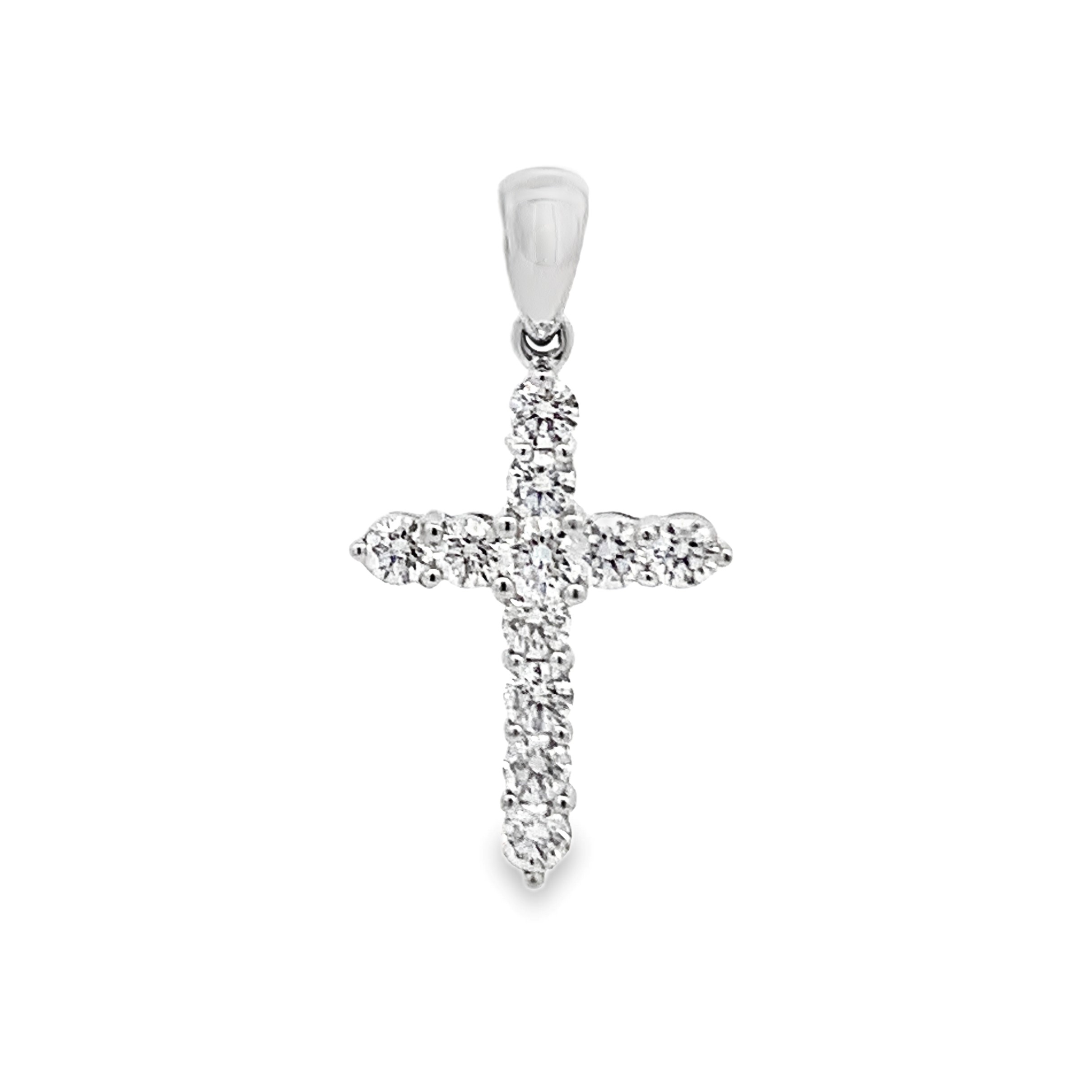 18K White Gold Diamond Cross Pendant