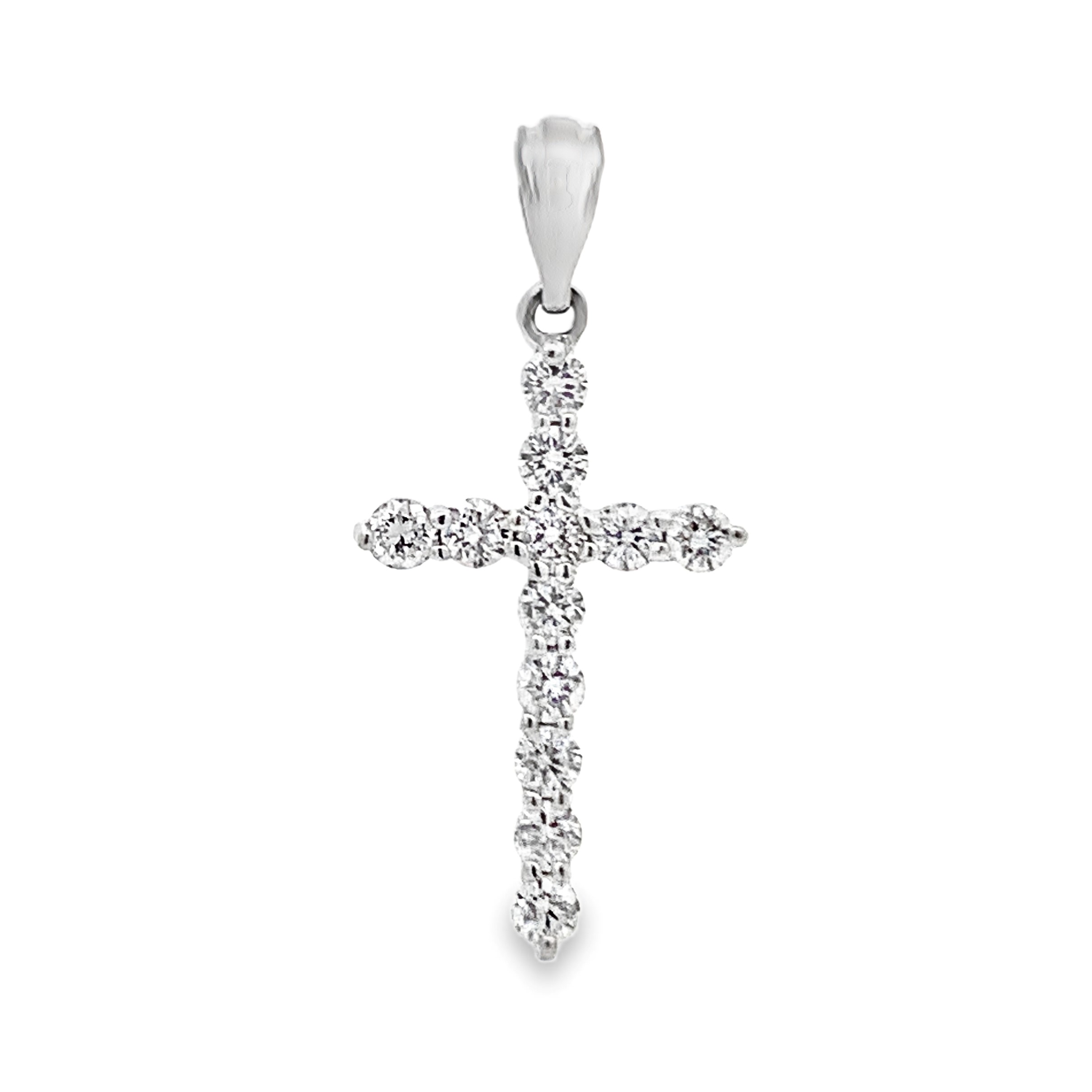 18K White Gold Diamond Cross Pendant