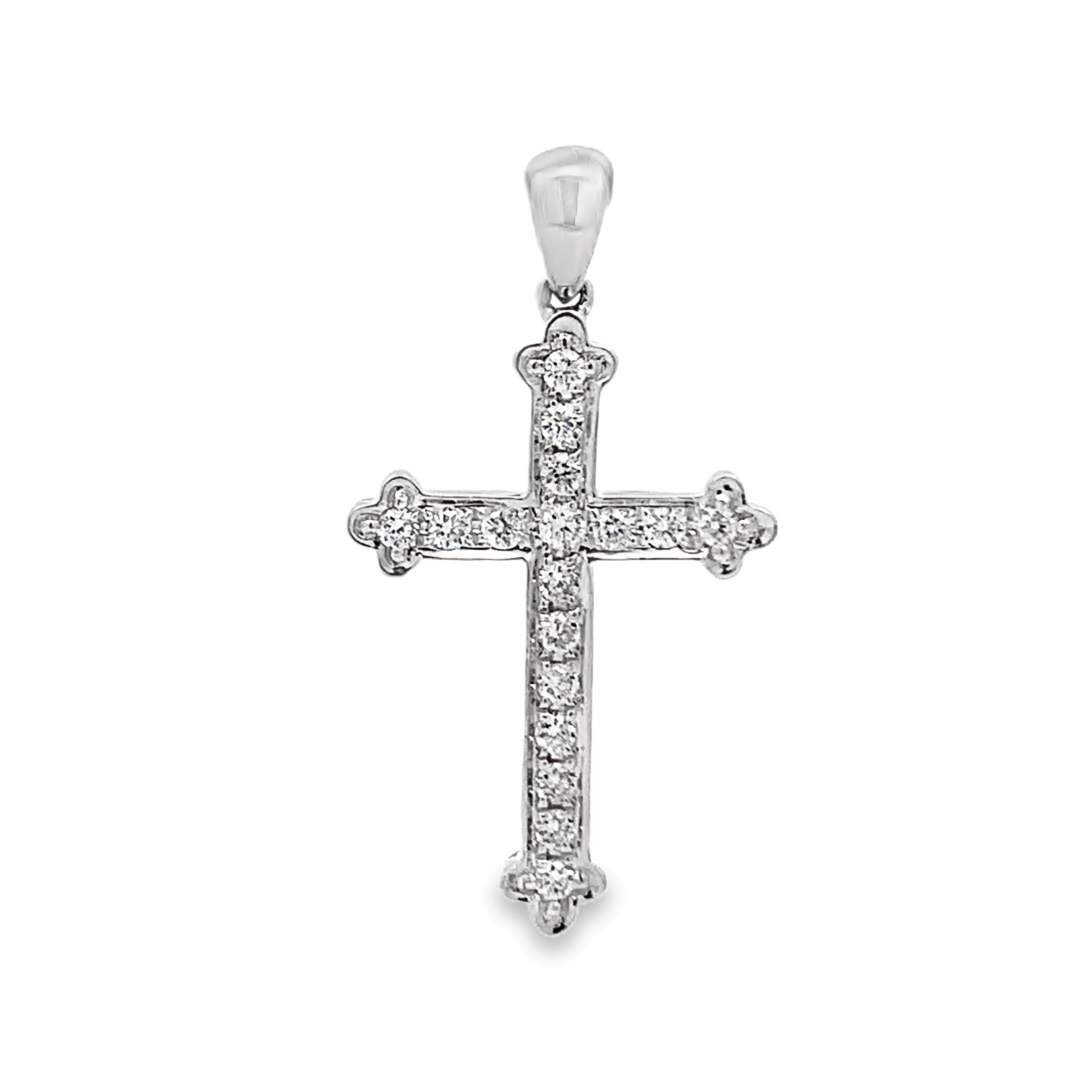 18K White Gold Diamond Cross Pendant