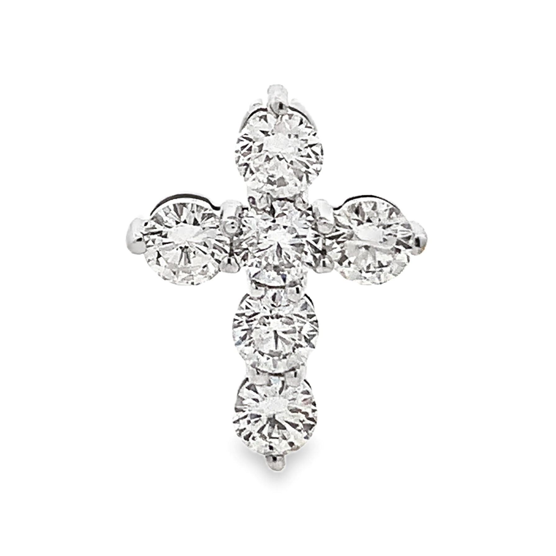 18K White Gold Diamond Cross Pendant